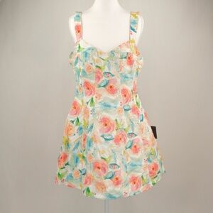 Lulu's Cute Option White Multi Floral Sleeveless Mini Dress, White/Pink/Blue, L